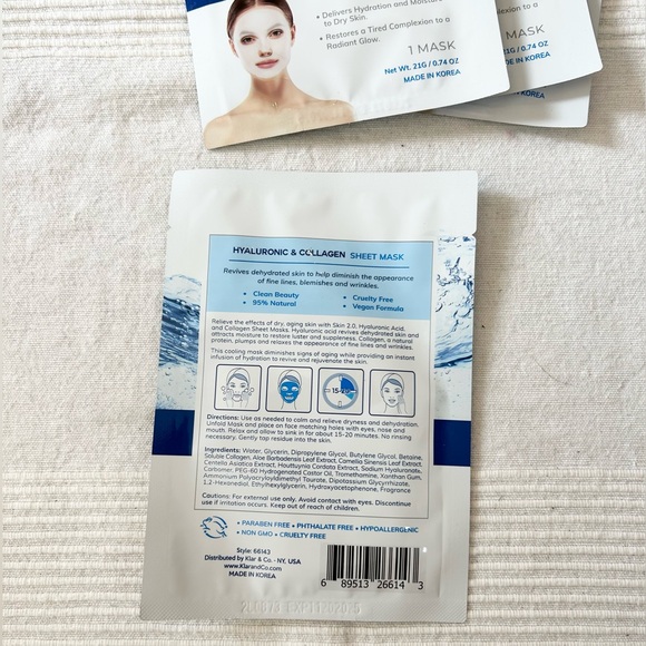 Skin 2.0 Hyaluronic Acid And Collagen Sheet Face Mask - Picture 4 of 10